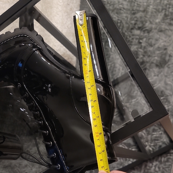 Black Patent Leather Lace-Up Ankle Boots - Picture 6 of 7